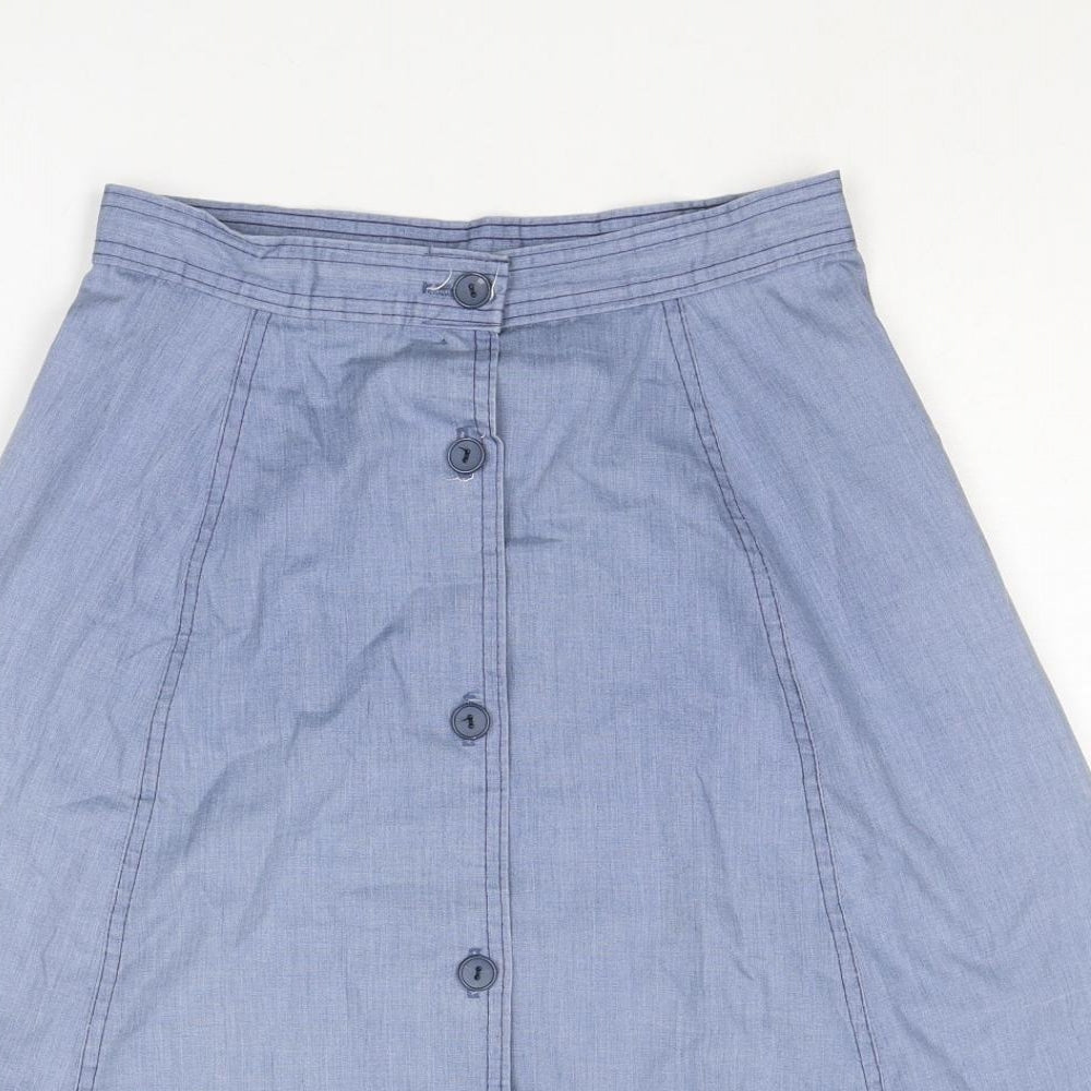 C&A Womens Blue Polyester A-Line Skirt Size 12 Button