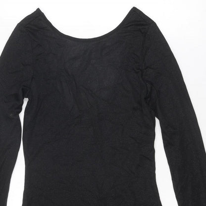 VERO MODA Womens Black Polyester Shift Size M Round Neck Pullover - Open Back