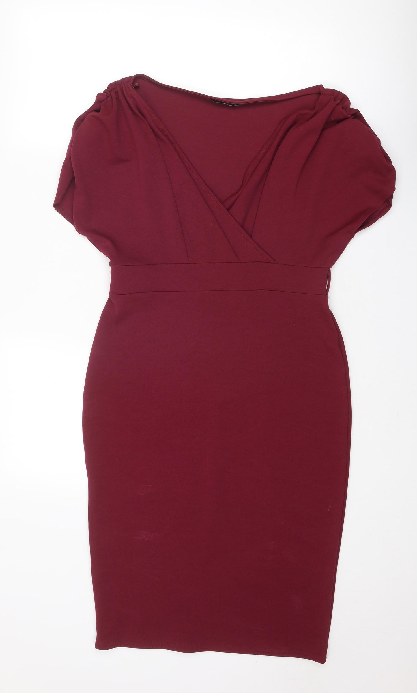 Quiz Womens Red Polyester Shift Size 14 V-Neck Pullover