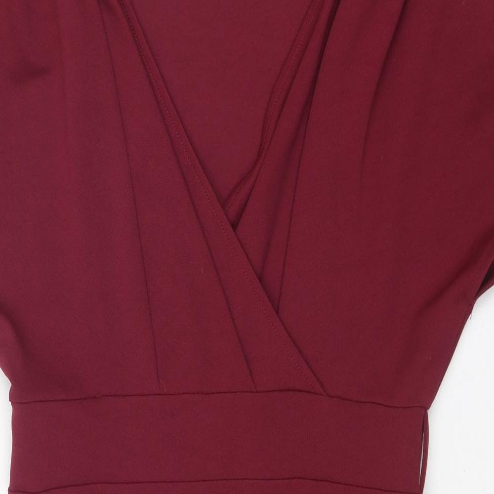 Quiz Womens Red Polyester Shift Size 14 V-Neck Pullover