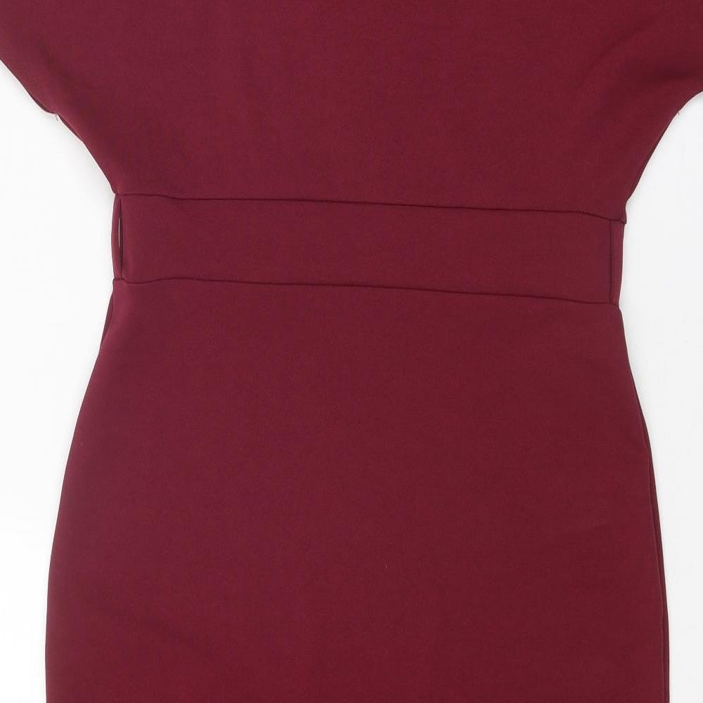 Quiz Womens Red Polyester Shift Size 14 V-Neck Pullover