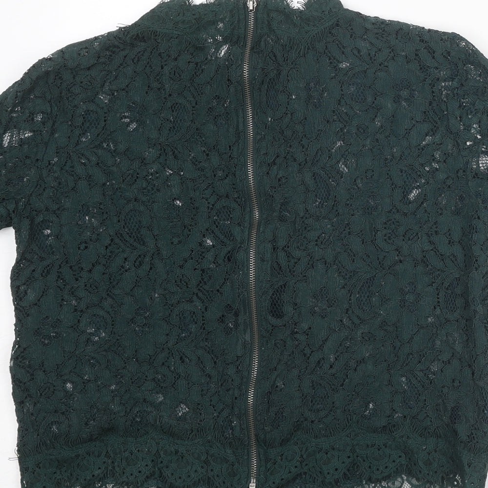 Womens UK Size M Zara Green Basic Blouse