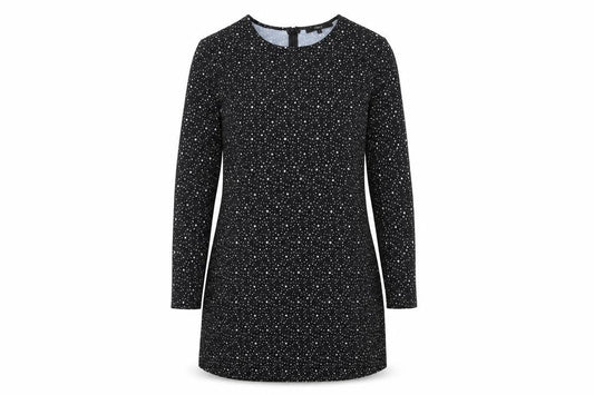 NEXT Womens Black Geometric Polyester T-Shirt Dress Size 12 Round Neck Zip - Star Print