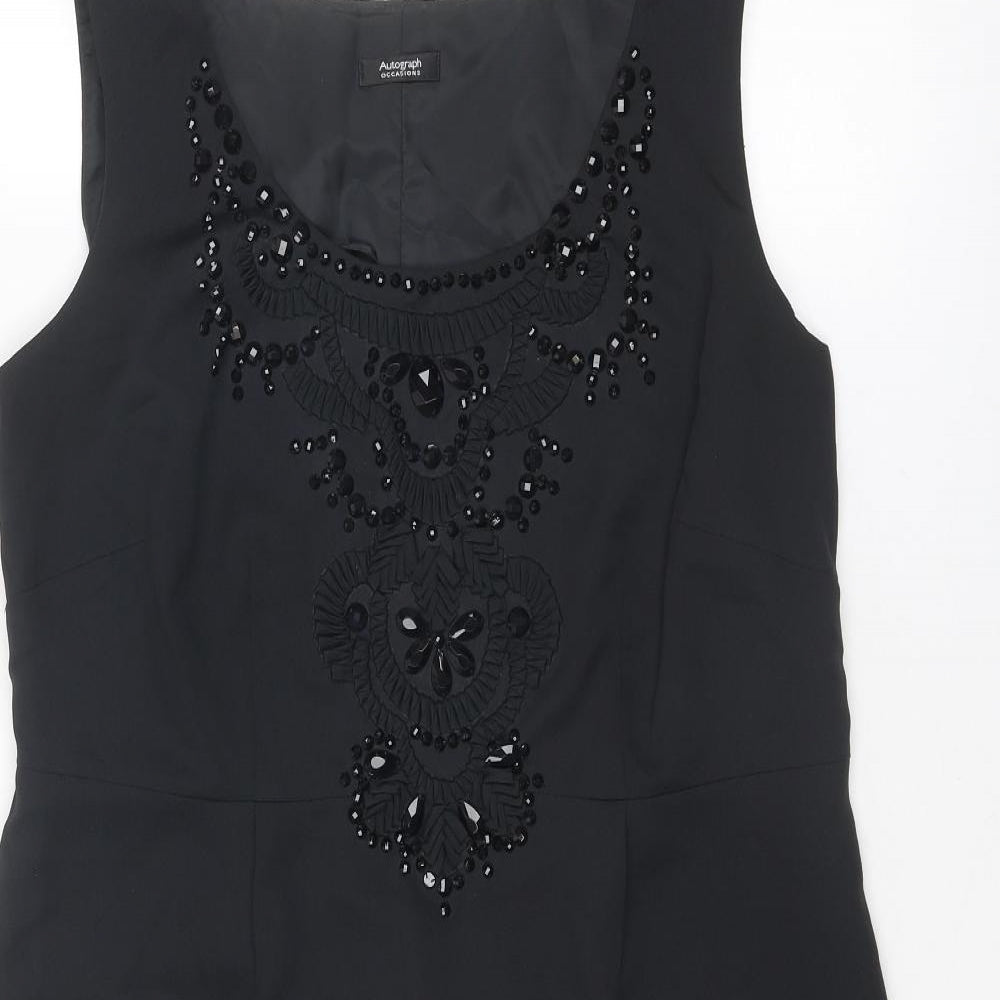 Autograph Womens Black Polyester A-Line Size 14 Round Neck Zip