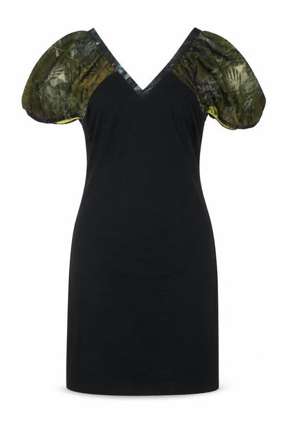St-Martins Womens Black Polyester Shift Size S V-Neck Zip