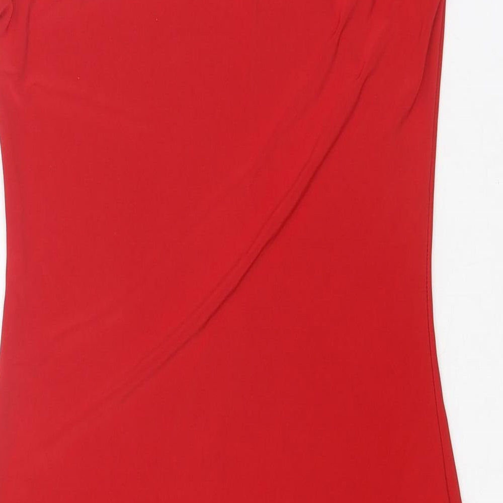 Missguided Womens Red Polyester Mini Size 8 One Shoulder Pullover - Asymmetric Neckline