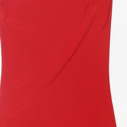 Missguided Womens Red Polyester Mini Size 8 One Shoulder Pullover - Asymmetric Neckline