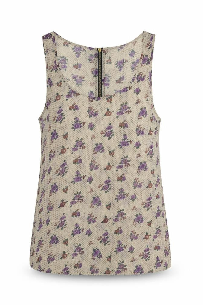 Womens UK Size 14 Hearts & Bows Beige Basic Tank