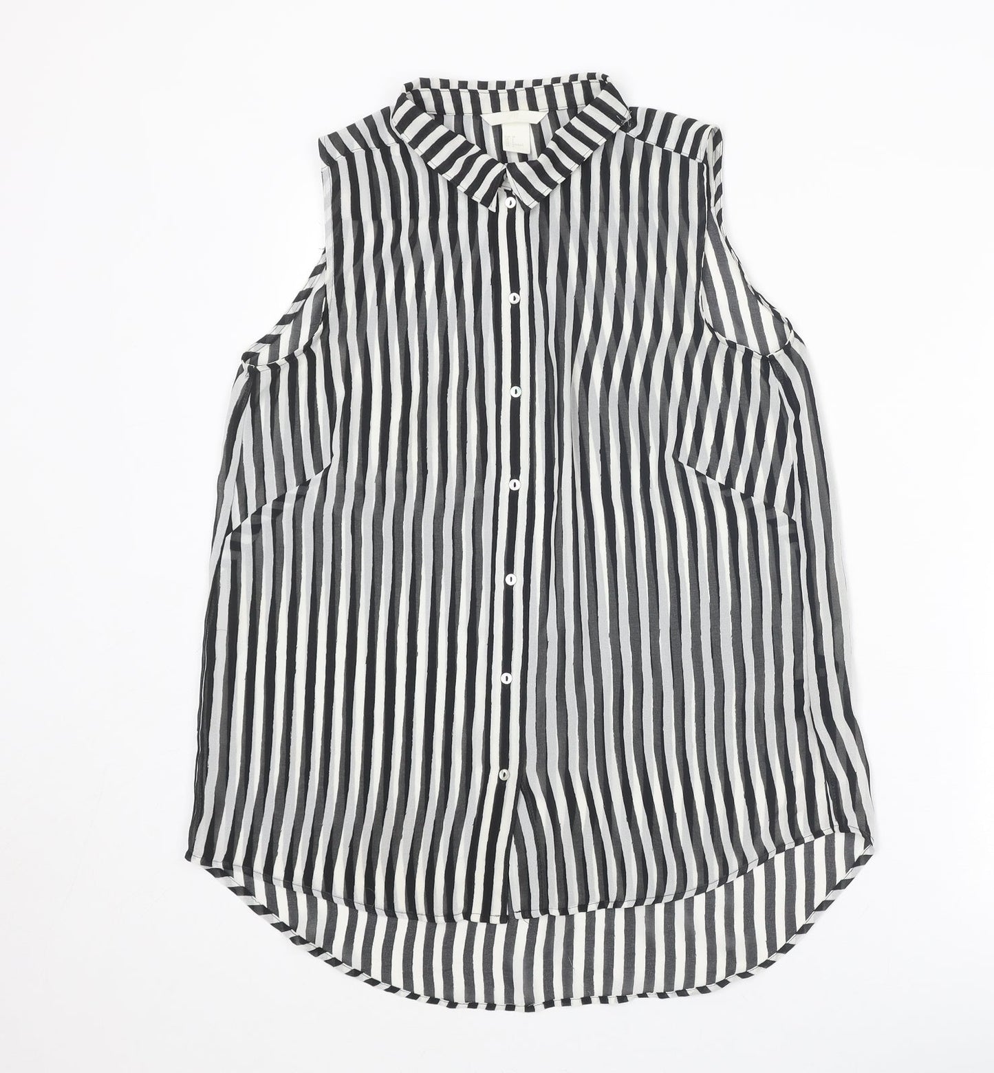 Womens UK Size 8 H&M Black Basic Button-Up