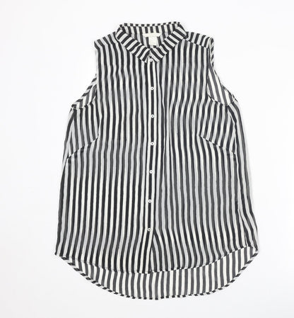 Womens UK Size 8 H&M Black Basic Button-Up
