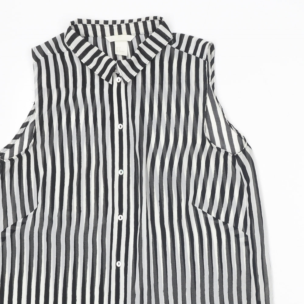 Womens UK Size 8 H&M Black Basic Button-Up