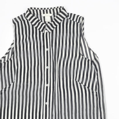 Womens UK Size 8 H&M Black Basic Button-Up