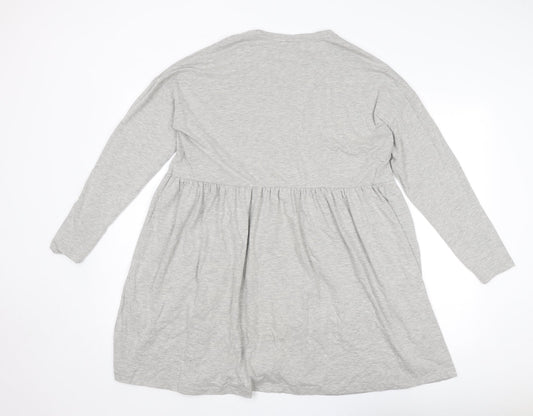 Noisy may Womens Grey Cotton Jumper Dress Size M Round Neck Pullover