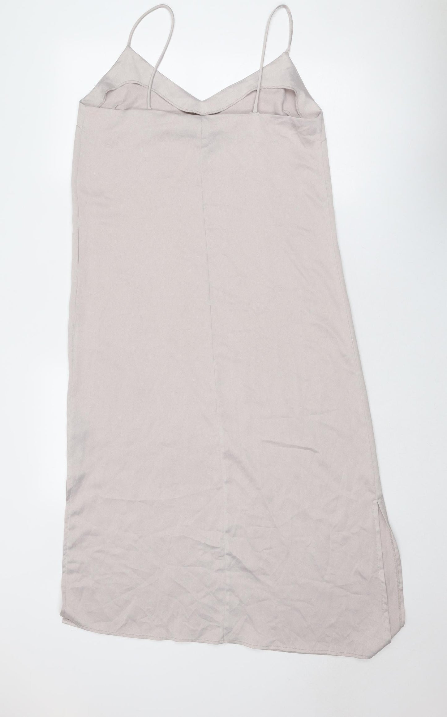 ASOS Womens Grey Polyester Slip Dress Size 10 V-Neck Pullover
