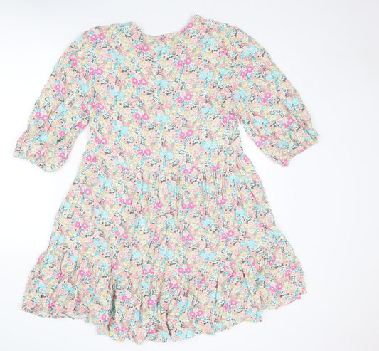 NEXT Womens Multicoloured Floral Viscose Trapeze & Swing Size 10 Round Neck Tie