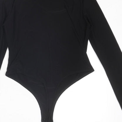 PRETTYLITTLETHING Womens Black Polyester Bodysuit One-Piece Size 10 Snap