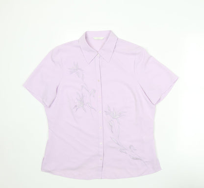 Womens UK Size 16 Marks and Spencer Purple Basic Button-Up