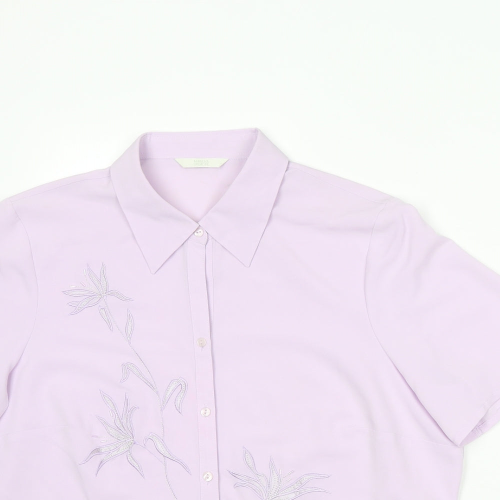 Womens UK Size 16 Marks and Spencer Purple Basic Button-Up