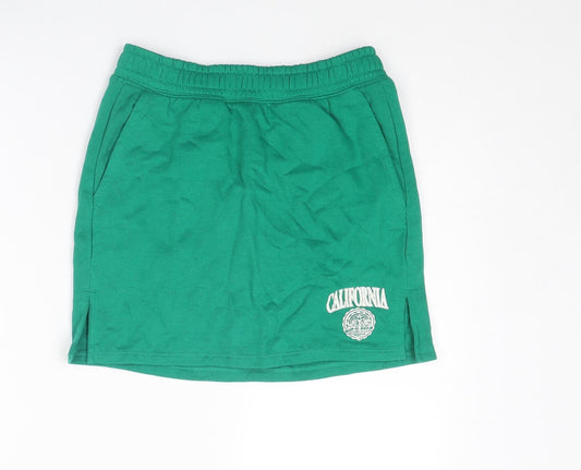 Divided by H&M Womens Green Cotton A-Line Skirt Size XS - California