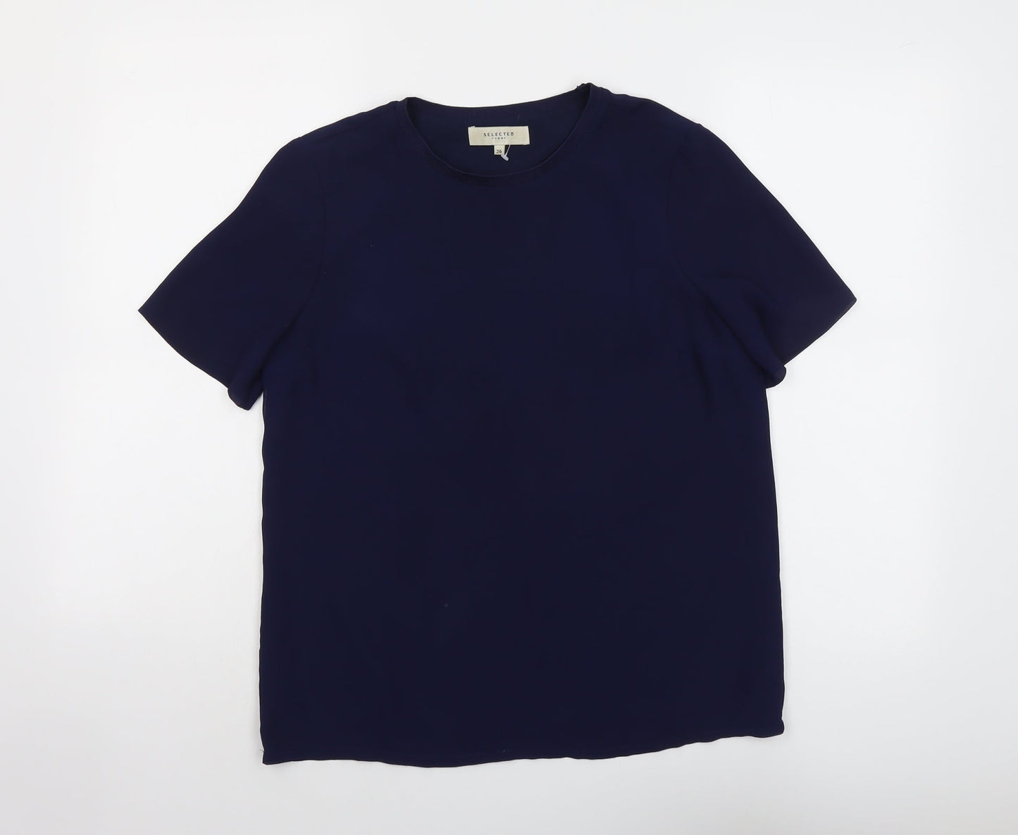 Womens UK Size 8 Selected Femme Blue Basic T-Shirt