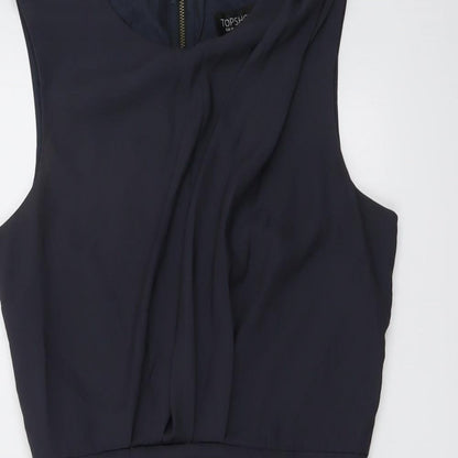 Topshop Womens Grey Polyester Shift Size 10 Boat Neck Zip