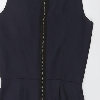 Topshop Womens Grey Polyester Shift Size 10 Boat Neck Zip