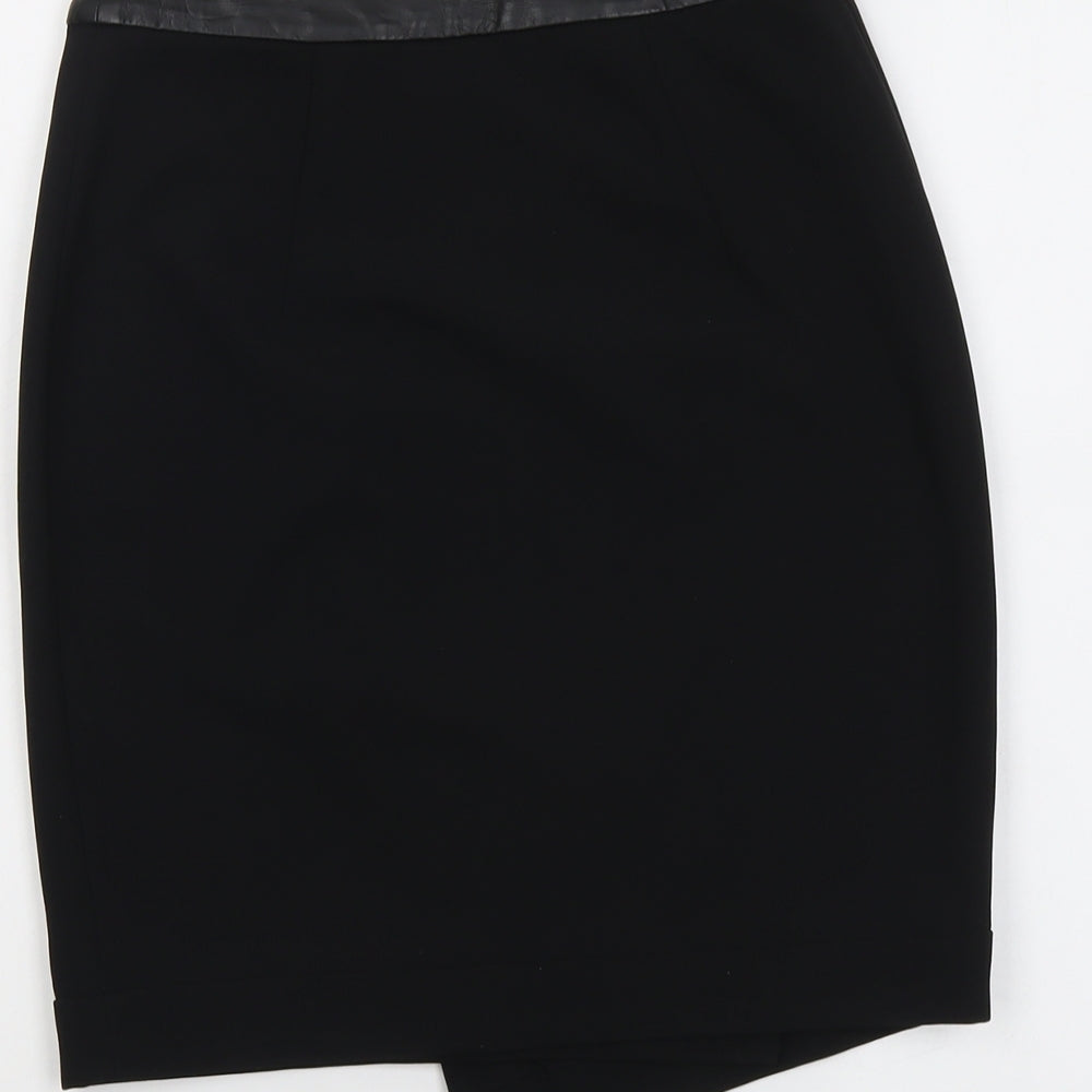 H&M Womens Black Polyester A-Line Skirt Size 6 Snap