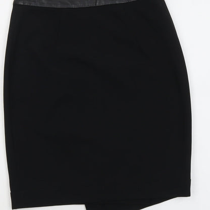 H&M Womens Black Polyester A-Line Skirt Size 6 Snap