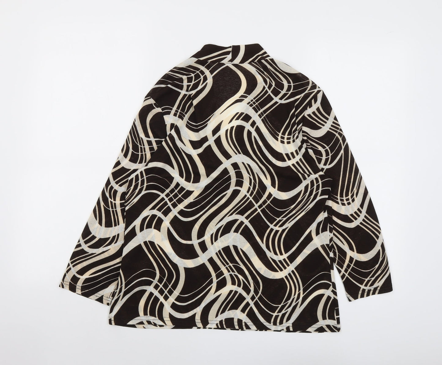 Berkertex Womens Brown Geometric Polyester Basic Blouse Size 16 V-Neck