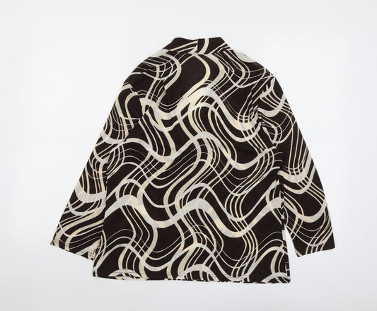 Berkertex Womens Brown Geometric Polyester Basic Blouse Size 16 V-Neck