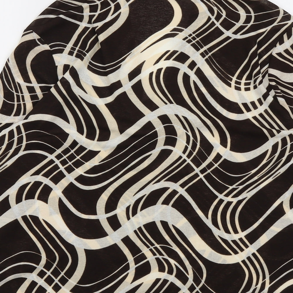 Berkertex Womens Brown Geometric Polyester Basic Blouse Size 16 V-Neck