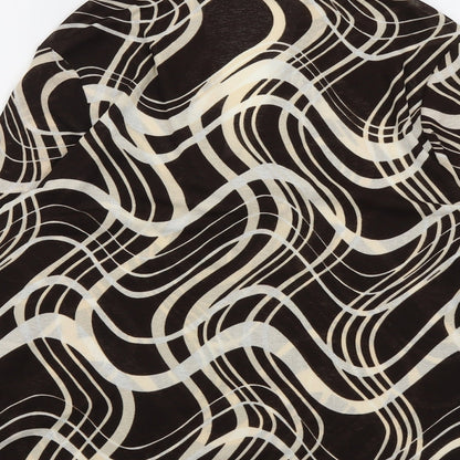 Berkertex Womens Brown Geometric Polyester Basic Blouse Size 16 V-Neck