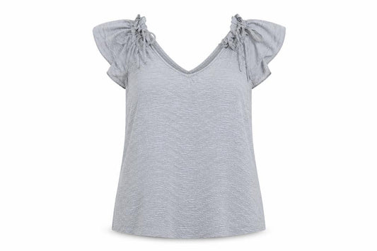 New Look Womens Grey Polyester Basic Blouse Size 14 V-Neck - Textured
