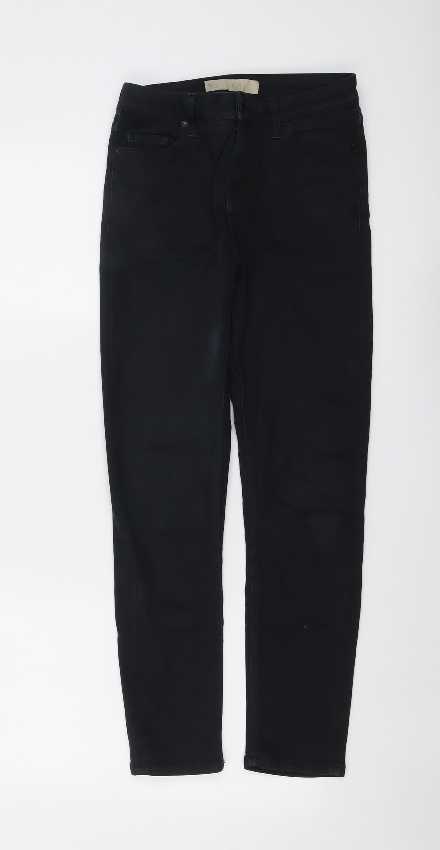 Topshop Womens Black Cotton Skinny Jeans Size 26 in L26 in Regular Button