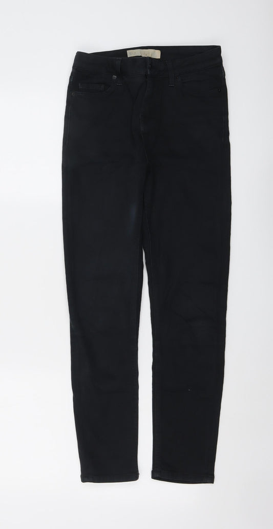 Topshop Womens Black Cotton Skinny Jeans Size 26 in L26 in Regular Button