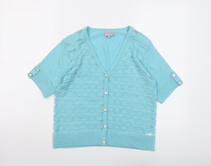 SaSa Womens Blue V-Neck Acrylic Cardigan Jumper Size S
