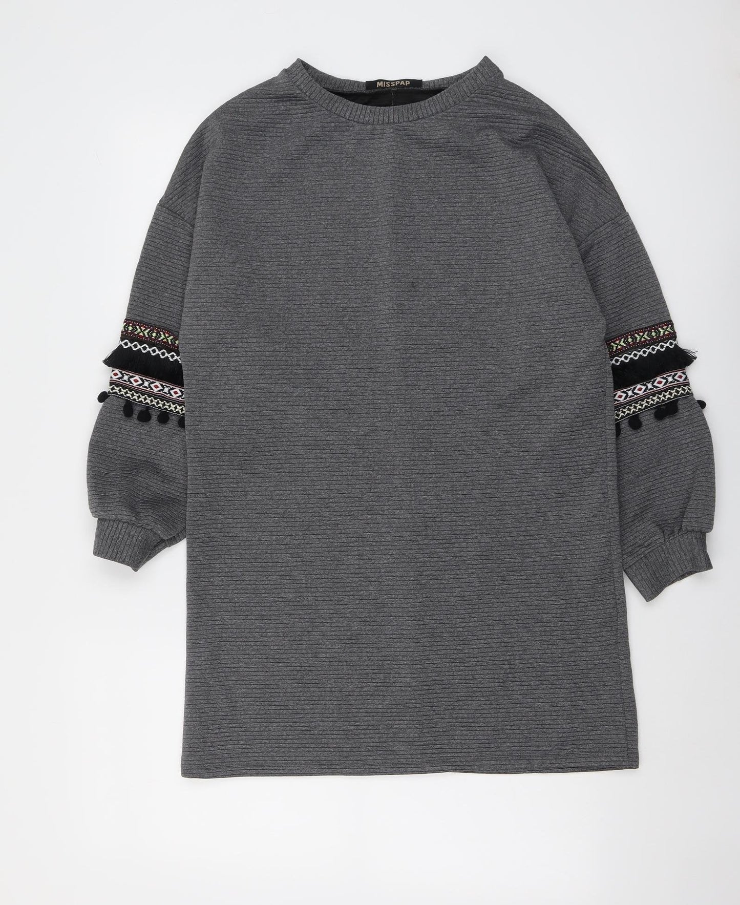 Misspap Womens Grey Polyester Jumper Dress Size S Round Neck Pullover