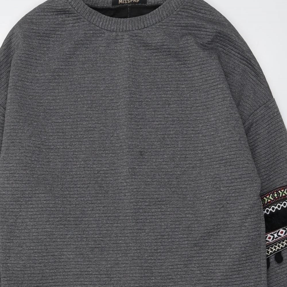 Misspap Womens Grey Polyester Jumper Dress Size S Round Neck Pullover