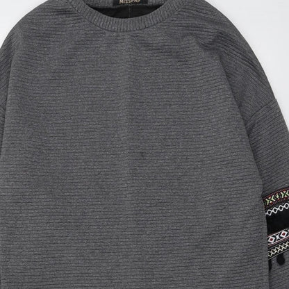 Misspap Womens Grey Polyester Jumper Dress Size S Round Neck Pullover