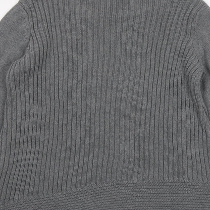 Heather B Womens Grey Round Neck Cotton Pullover Jumper Size L