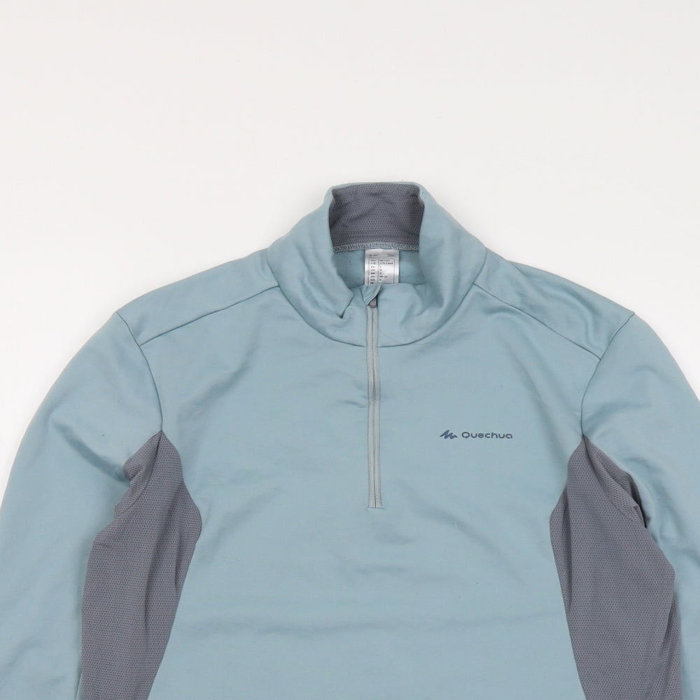 Quechua Womens Blue Colourblock Polyester Pullover Sweatshirt Size L Zip