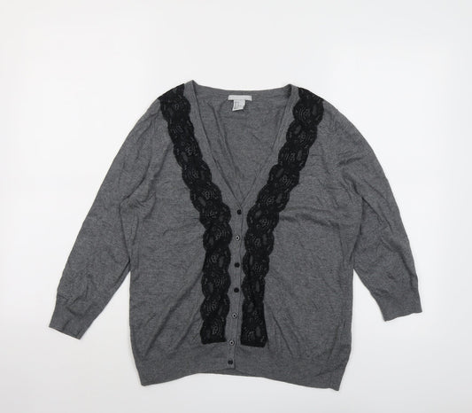 Womens UK Size M H&M Grey Cardigan Jumper