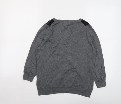Womens UK Size M H&M Grey Cardigan Jumper