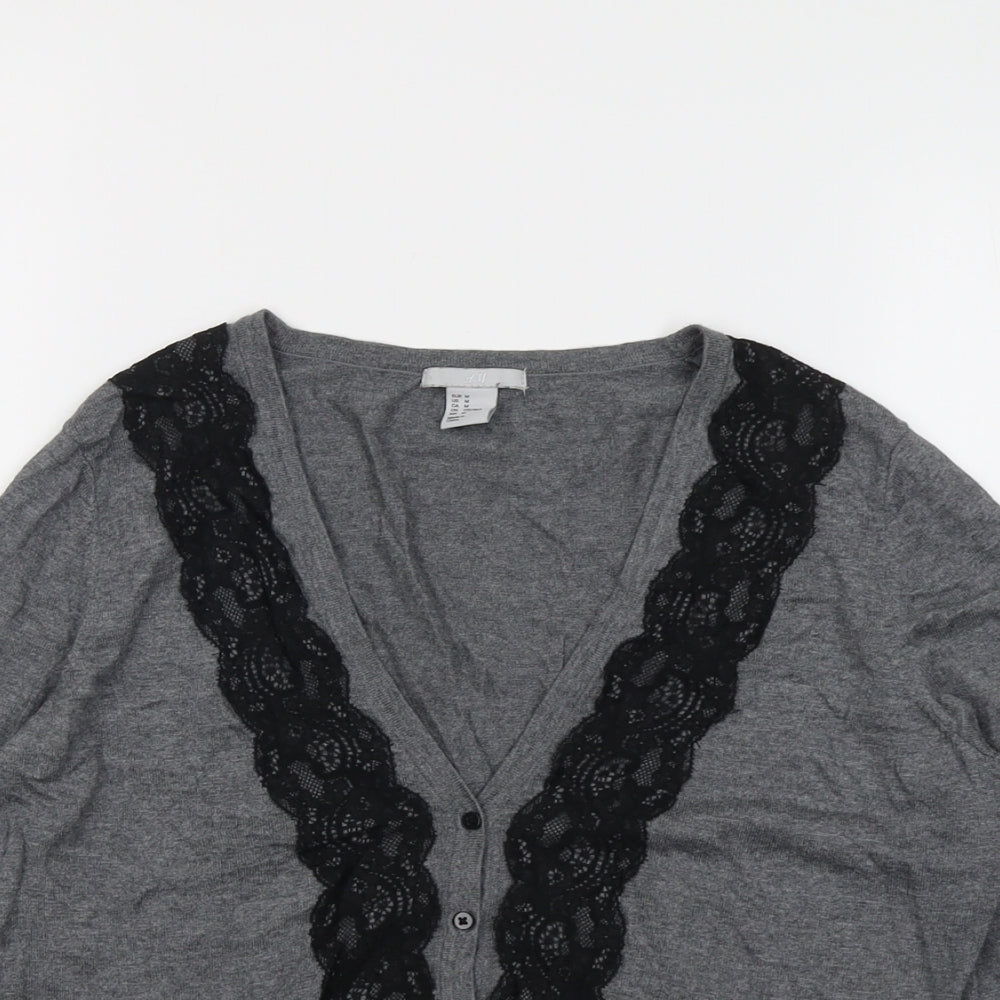 Womens UK Size M H&M Grey Cardigan Jumper