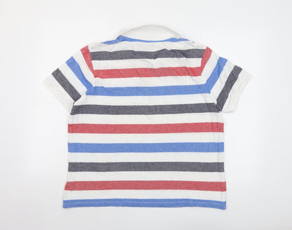 Sand Stone Womens Multicoloured Striped Cotton Basic Polo Size L Collared