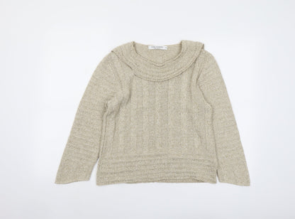 Anne Cramond Womens Beige Round Neck Acrylic Pullover Jumper Size S