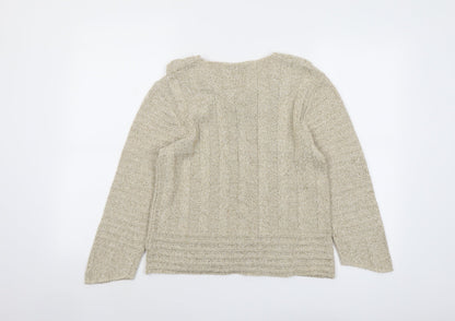 Anne Cramond Womens Beige Round Neck Acrylic Pullover Jumper Size S