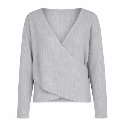 Pink Boutique Womens Grey V-Neck Acrylic Pullover Jumper Size M