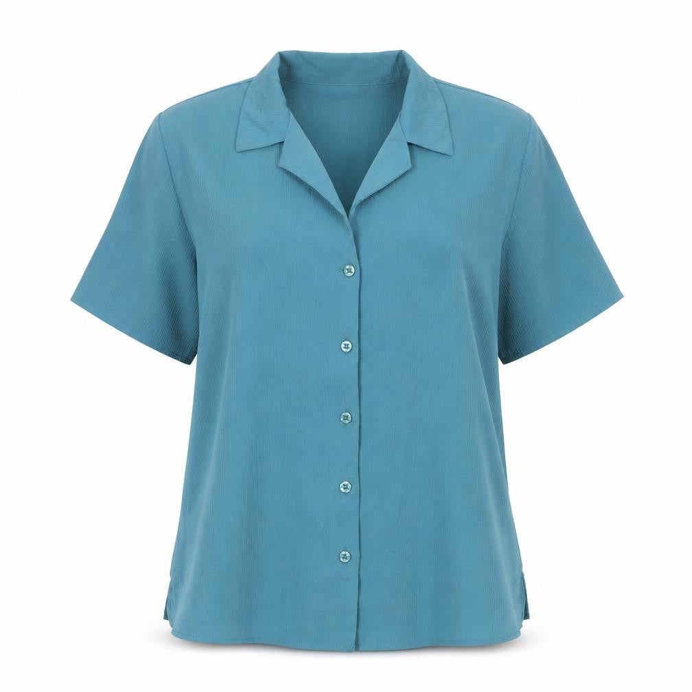 Womens UK Size 12 Classics Blue Basic Button-Up