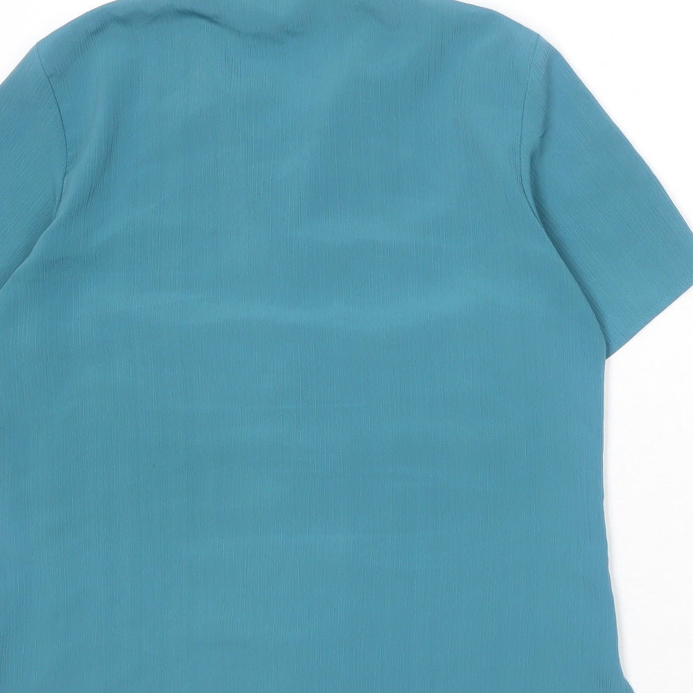 Classics Womens Blue Polyester Basic Button-Up Size 12 Collared